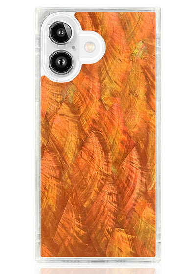 Orange Mother of Pearl Square iPhone Case #iPhone 17 + MagSafe