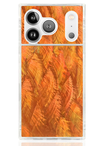 Orange Mother of Pearl Square iPhone Case #iPhone 17 Pro + MagSafe