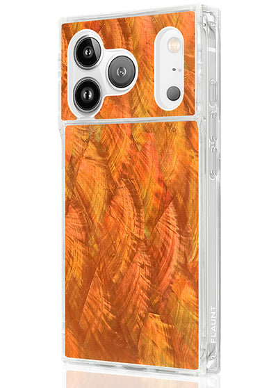 Orange Mother of Pearl Square iPhone Case #iPhone 17 Pro Max + MagSafe