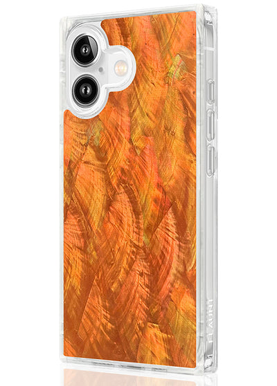 Orange Mother of Pearl Square iPhone Case #iPhone 17 + MagSafe