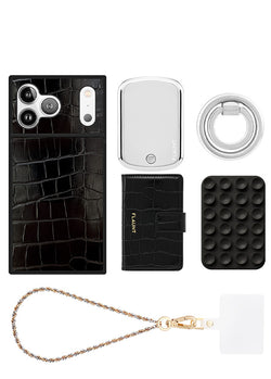 Black Crocodile Faux Leather Bundle Set