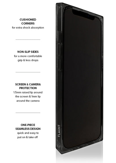 Black Ostrich Faux Leather SQUARE iPhone Case