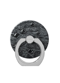 Black Ostrich Faux Leather Adhesive Phone Ring Stand