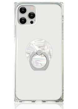 Geo White Mother of Pearl Adhesive Phone Ring Stand