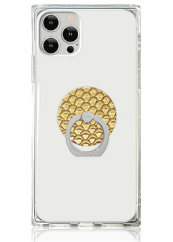 Gold Metallic Snakeskin Faux Leather Adhesive Phone Ring Stand