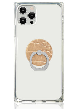 Tan Crocodile Faux Leather Adhesive Phone Ring Stand