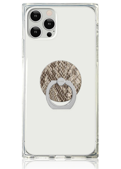 Nude Python Faux Leather Adhesive Phone Ring Stand