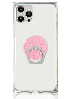 Pink Crocodile Faux Leather Adhesive Phone Ring Stand