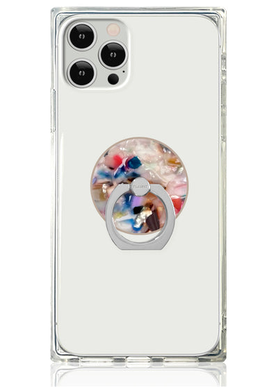 Rainbow Confetti Tortoise Shell Adhesive Phone Ring Stand