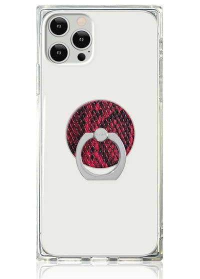 Red Python Faux Leather Adhesive Phone Ring Stand