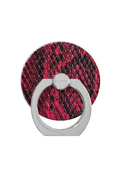 Red Python Faux Leather Adhesive Phone Ring Stand
