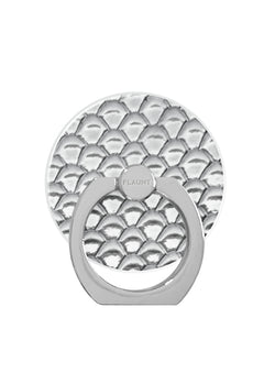 Silver Metallic Snakeskin Faux Leather Adhesive Phone Ring Stand