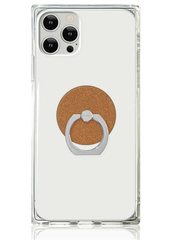 Tan Suede Faux Leather Adhesive Phone Ring Stand