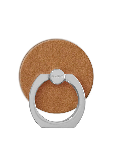 Tan Suede Faux Leather Adhesive Phone Ring Stand