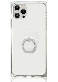 White Crocodile Faux Leather Adhesive Phone Ring Stand