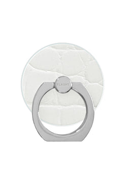 White Crocodile Faux Leather Adhesive Phone Ring Stand