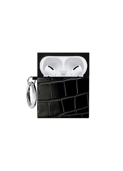 Black Crocodile SQUARE AirPods Case #AirPods 1st and 2nd Gen