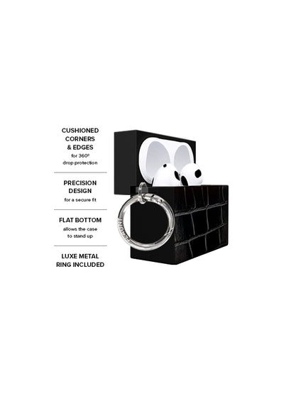 Black Crocodile SQUARE AirPods Case #AirPods 1st and 2nd Gen