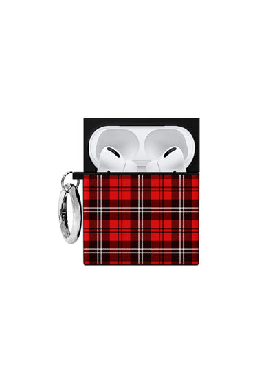 Red Plaid SQUARE AirPods Case #AirPods 1st and 2nd Gen