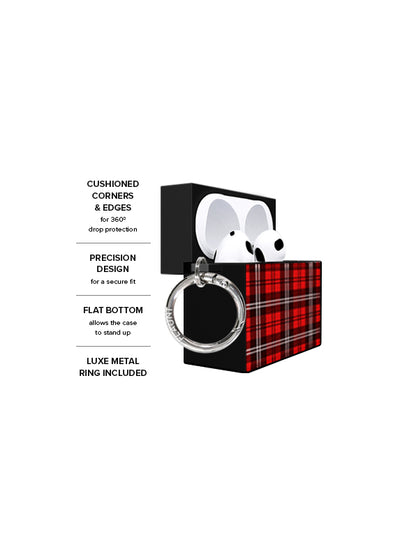 Red Plaid SQUARE AirPods Case #AirPods 1st and 2nd Gen