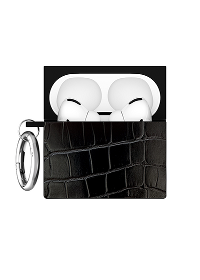 Black Crocodile SQUARE AirPods Case #AirPods 4th Gen