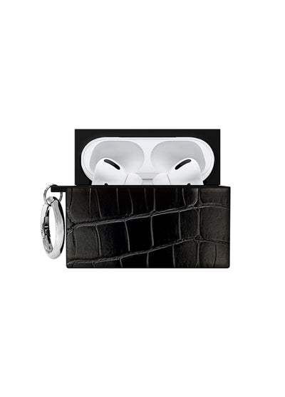 Black Crocodile SQUARE AirPods Case #AirPods Pro 1st and 2nd Gen