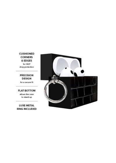 Black Crocodile SQUARE AirPods Case #AirPods Pro 1st and 2nd Gen