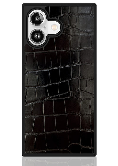 Black Crocodile Square iPhone Case #iPhone 17 + MagSafe