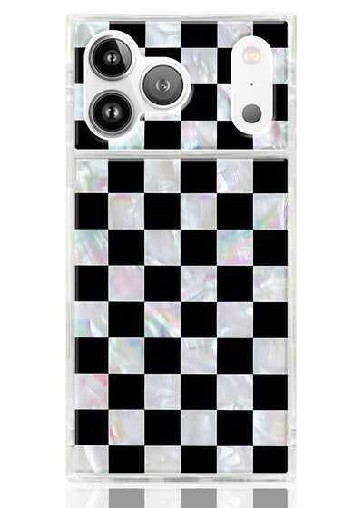 Checkered Mother of Pearl SQUARE iPhone Case #iPhone 17 Pro Max + MagSafe