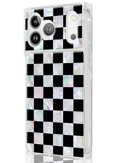 Checkered Mother of Pearl SQUARE iPhone Case #iPhone 17 Pro Max + MagSafe