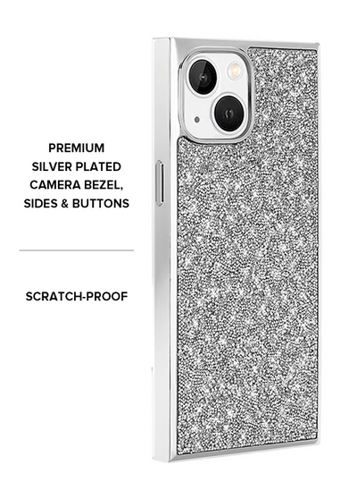 SQUARE® Silver Crystal Elegance iPhone Case #iPhone 15 Plus + MagSafe,iPhone 15 + MagSafe,iPhone 14 Plus + MagSafe, iPhone 16e/14/13 + MagSafe#LastImage