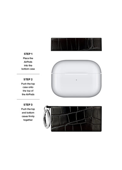 Black Crocodile SQUARE AirPods Case #AirPods 4th Gen