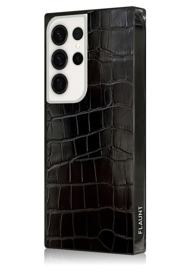 Black Crocodile Square Galaxy Case #Galaxy S25 Ultra