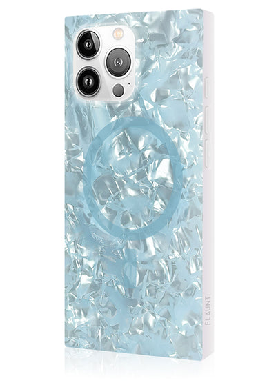 Icy Blue Pearl SQUARE iPhone Case #iPhone 16 Pro Max + MagSafe