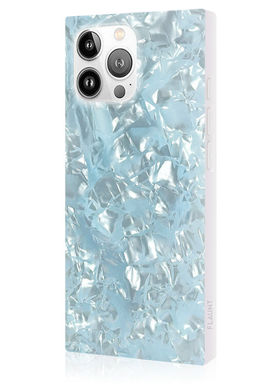 Icy Blue Pearl SQUARE iPhone Case #iPhone 16 Pro