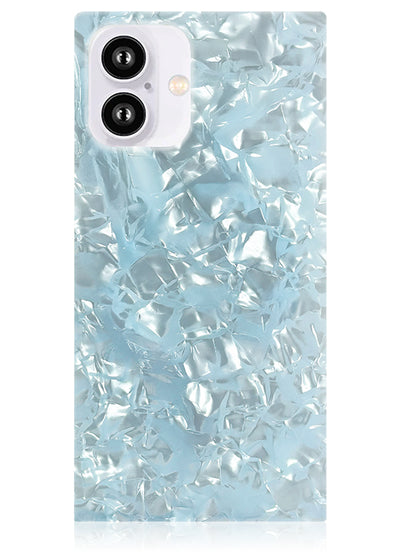 Icy Blue Pearl SQUARE iPhone Case #iPhone 16 Plus