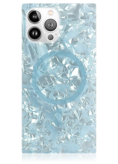 Icy Blue Pearl SQUARE iPhone Case #iPhone 15 Pro Max + MagSafe