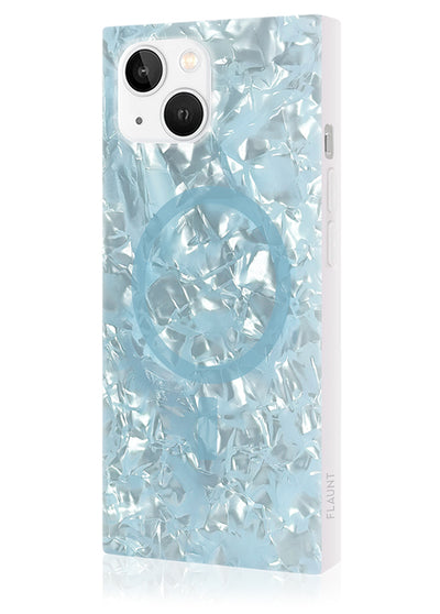 Icy Blue Pearl SQUARE iPhone Case #iPhone 15 Plus + MagSafe