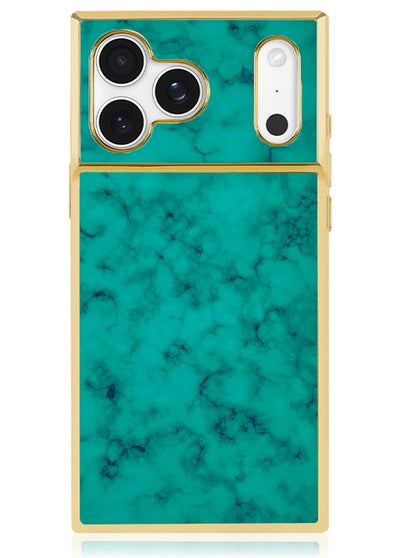 Gilded Turquoise SQUARE iPhone Case #iPhone 17 Pro + MagSafe