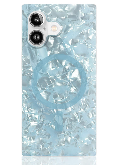 Icy Blue Pearl SQUARE iPhone Case #iPhone 17 + MagSafe