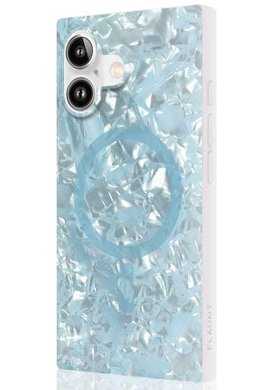 Icy Blue Pearl SQUARE iPhone Case #iPhone 17 + MagSafe