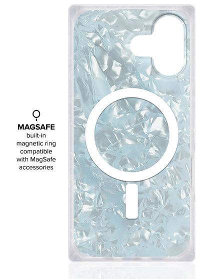 Icy Blue Pearl SQUARE iPhone Case #iPhone 17 + MagSafe