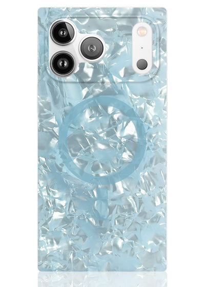 Icy Blue Pearl SQUARE iPhone Case #iPhone 17 Pro + MagSafe
