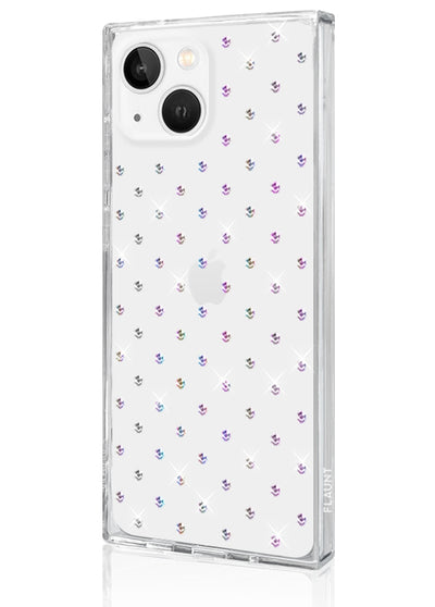 SQUARE Iridescent Crystal Rhinestone iPhone Case #iPhone 14