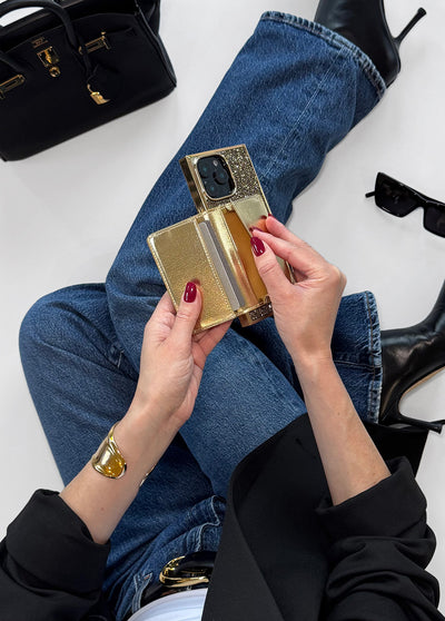 Gold Faux Leather MagSafe Wallet (Works with MagSafe Cases Only)