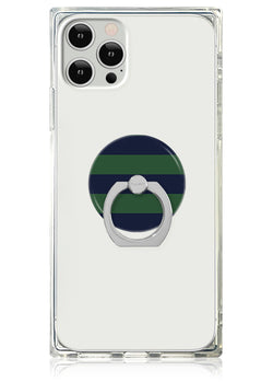 Navy & Green Rugby Stripe Adhesive Phone Ring Stand