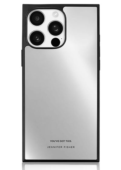 FLAUNT x Jennifer Fisher - SQUARE Silver Metallic Mirror iPhone Case #iPhone 16 Pro Max + MagSafe,iPhone 16 Pro + MagSafe