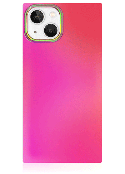 Pink Iridescent Satin Square iPhone Case #iPhone 14 Plus