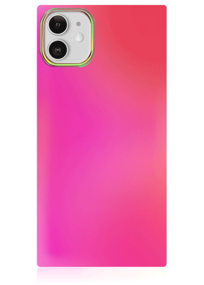 Pink Iridescent Satin Square iPhone Case #iPhone 11