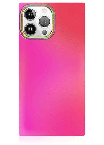 Pink Iridescent Satin Square iPhone Case #iPhone 13 Pro Max